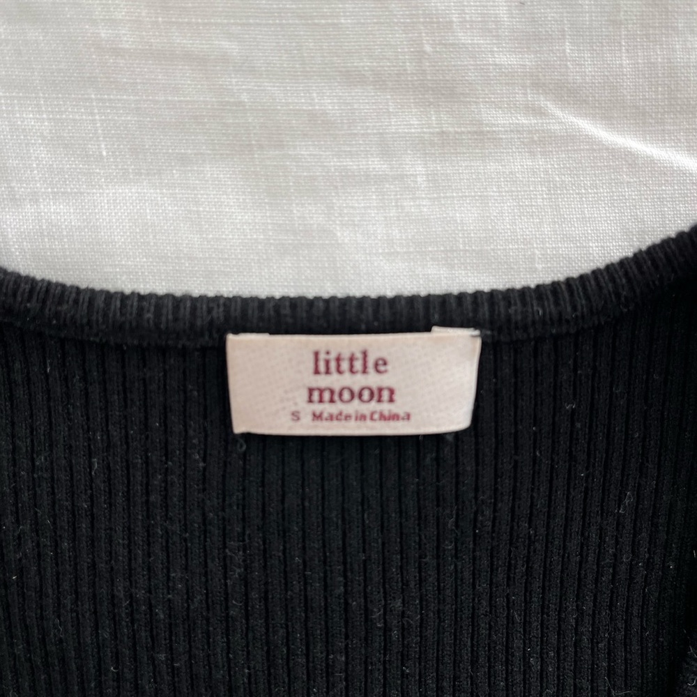 Aritzia Black Ribbed Wrap Tie Short-Sleeve Top - Picture 3 of 3